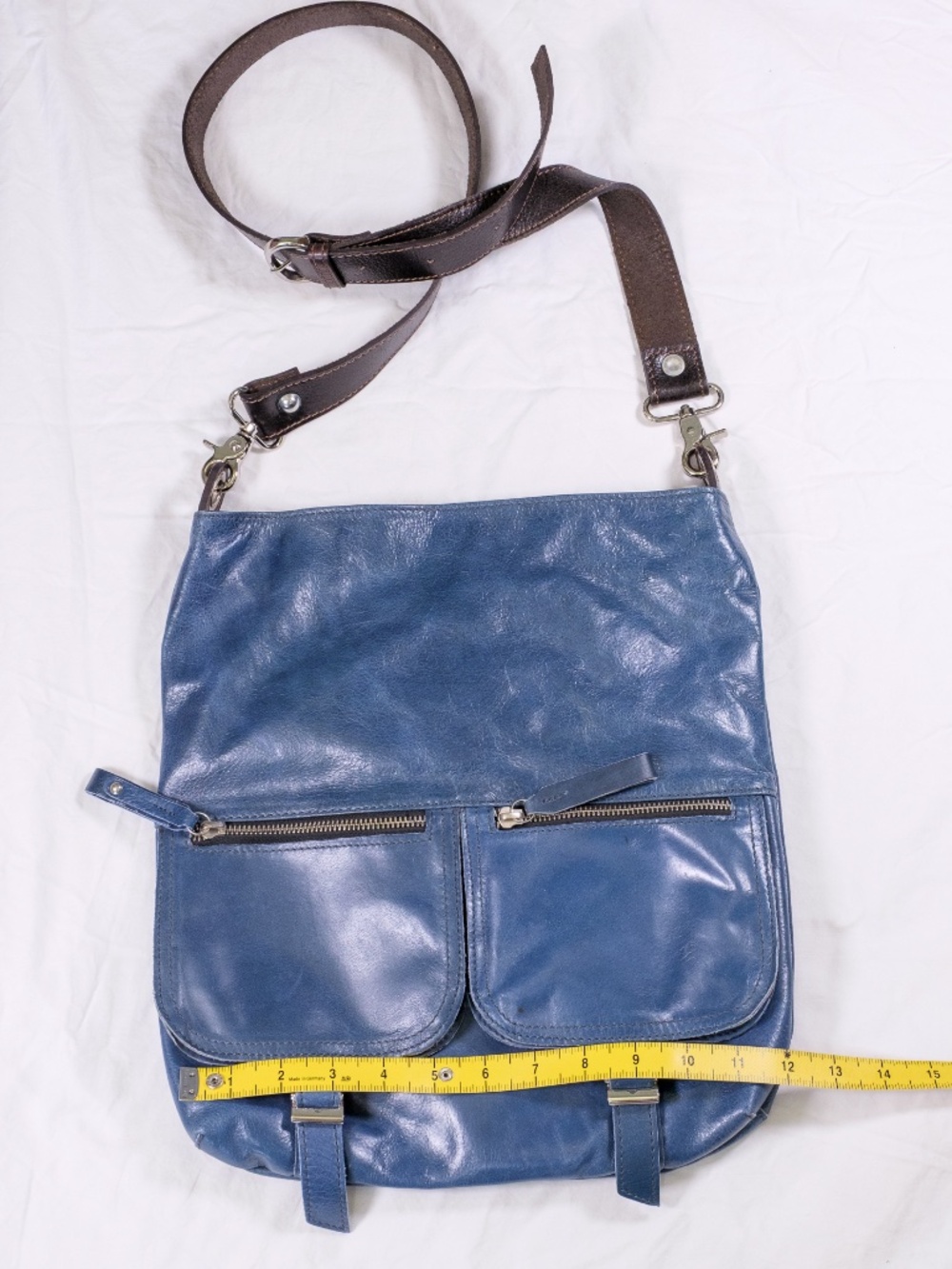 Tano Blue Teal Leather Crossbody Bag - Picture 5 of 12